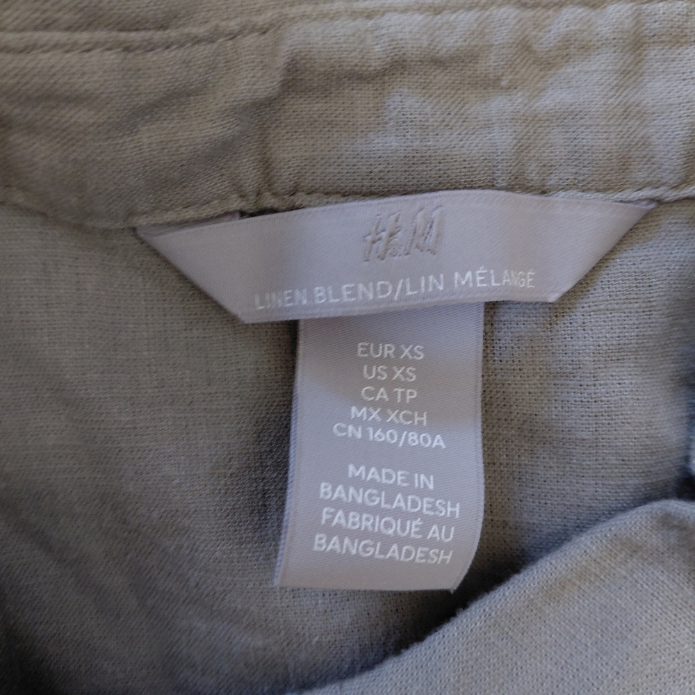 H&M Linen Blend Greige Sleeveless Button Down Shirt XS Coastal Grandma - Picture 10 of 13